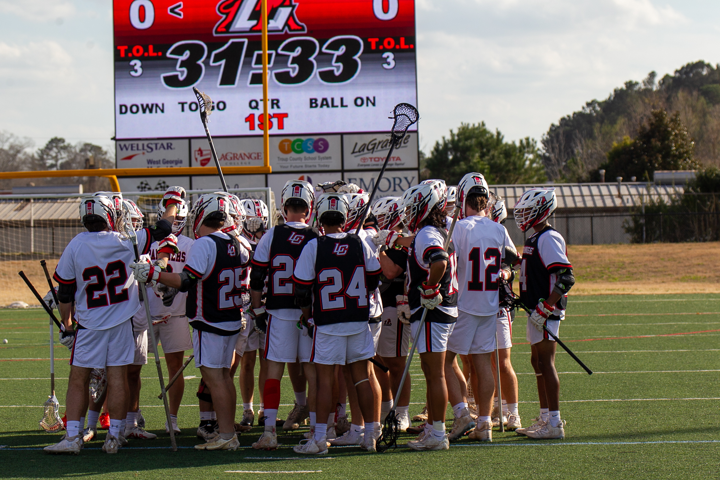 Lacrosse pre game huddle